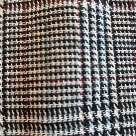 Shinestar Jacket Womens Large Black White Burgundy Blue Glen Plaid Band Neckline - Picture 4 of 11